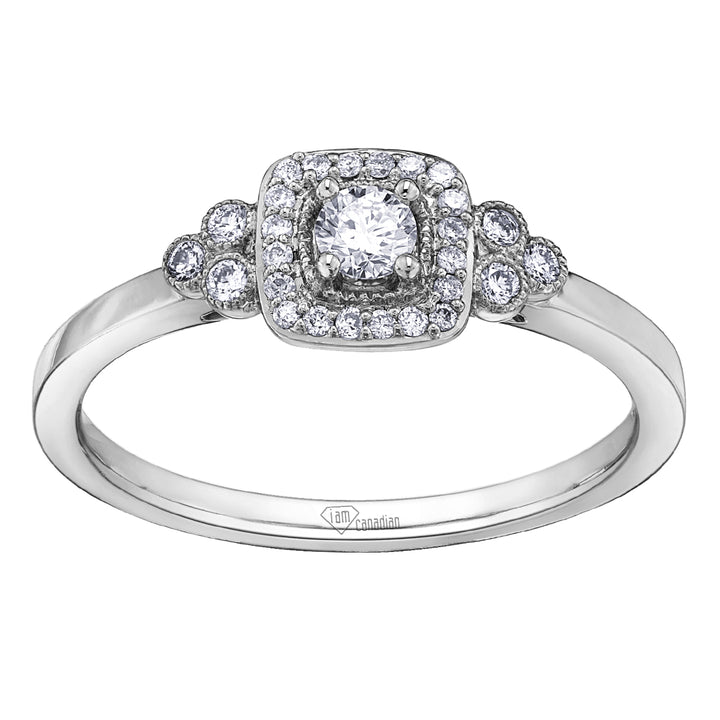 10k Halo Engagement Ring,