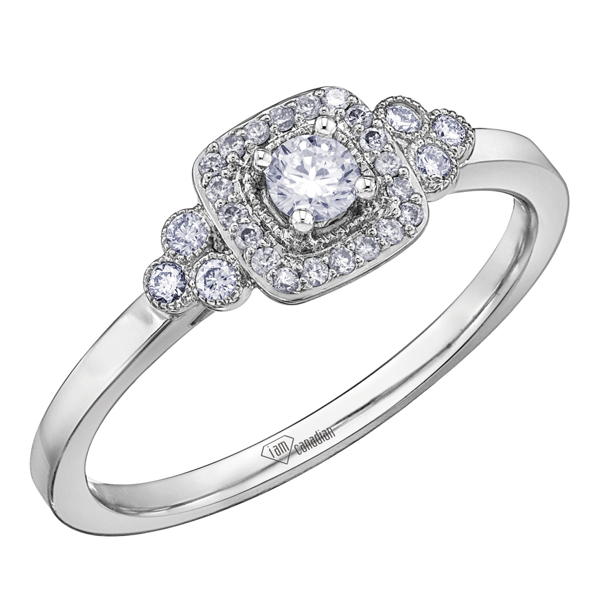 10k Halo Engagement Ring,