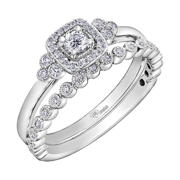 10k Halo Engagement Ring,