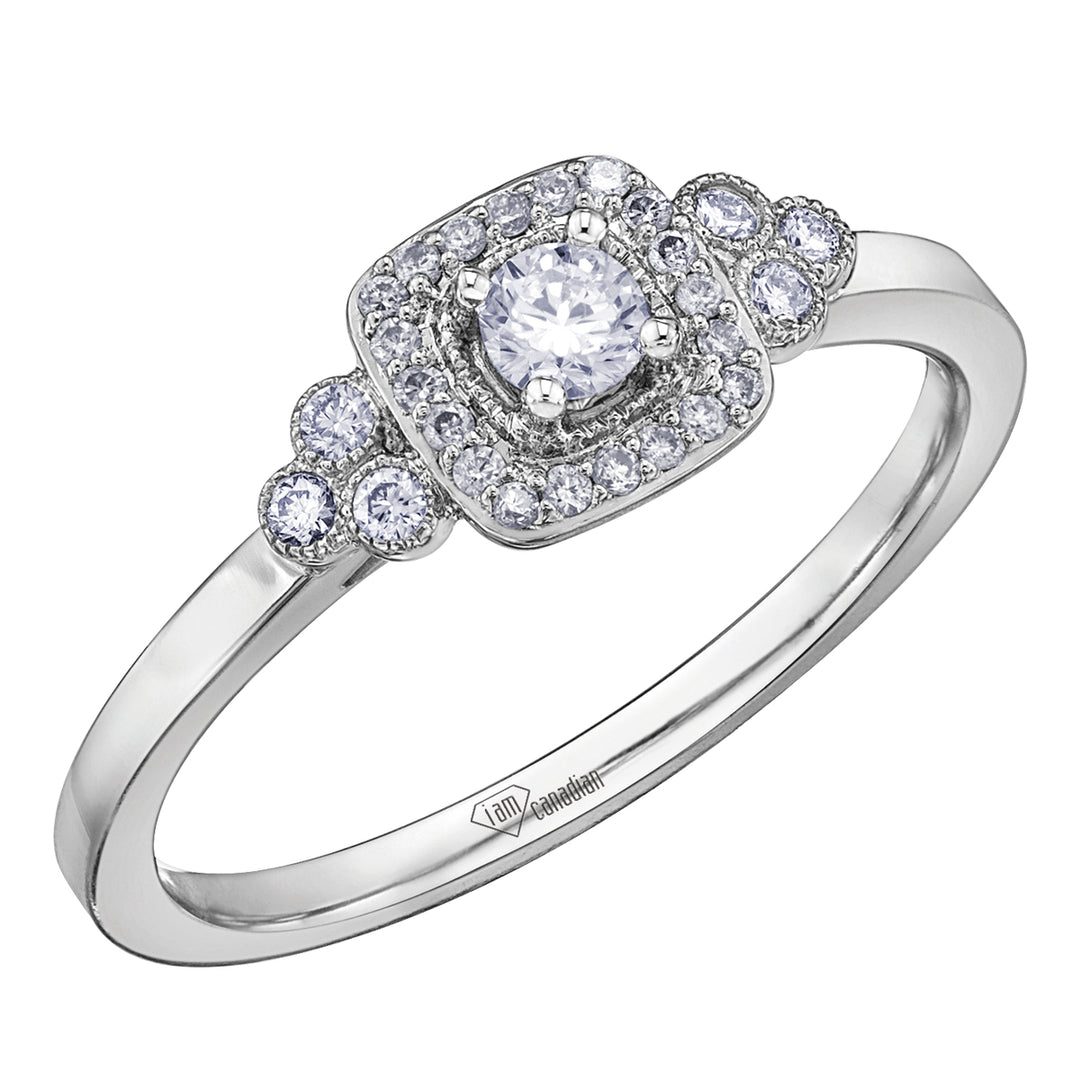 10k Halo Engagement Ring,