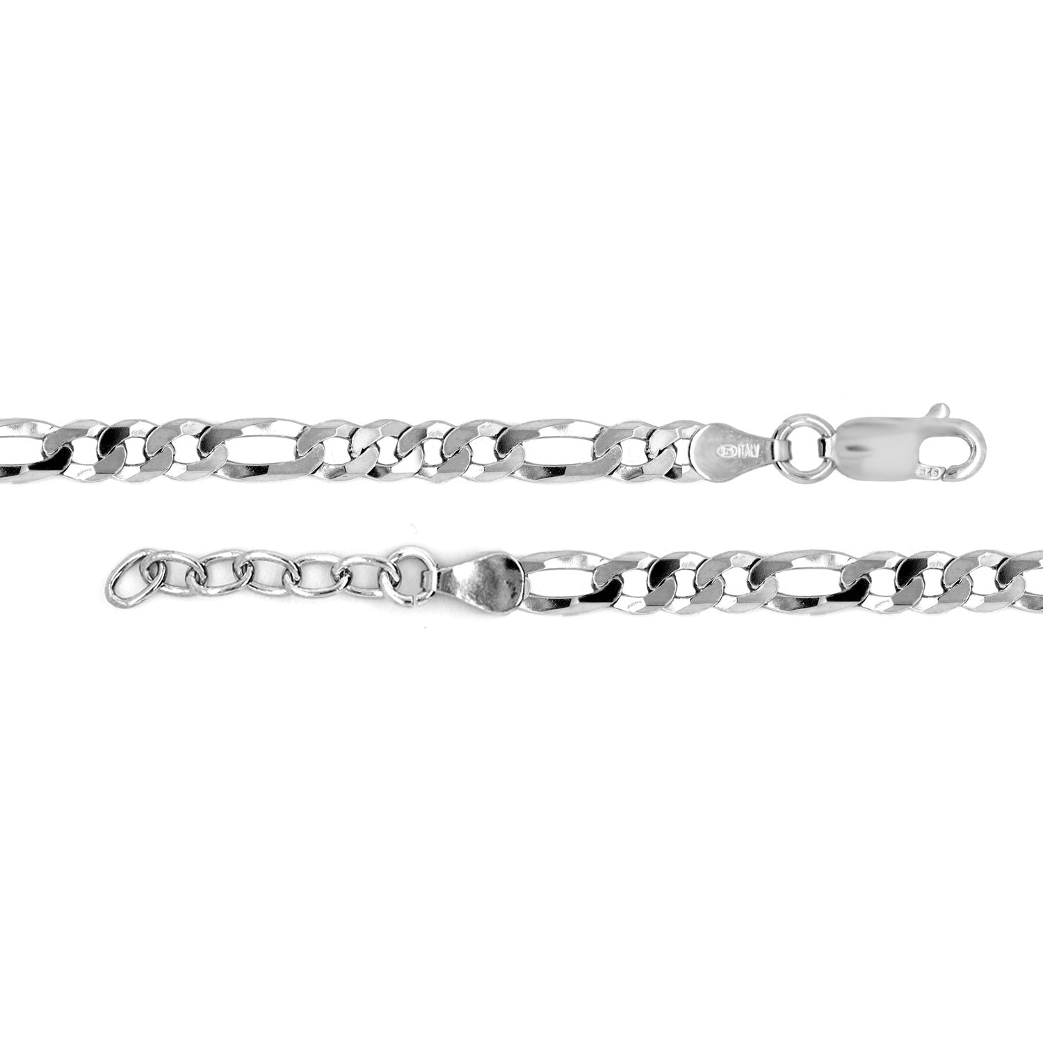 Sterling Silver 5.2mm Flat Figaro Link Anklet