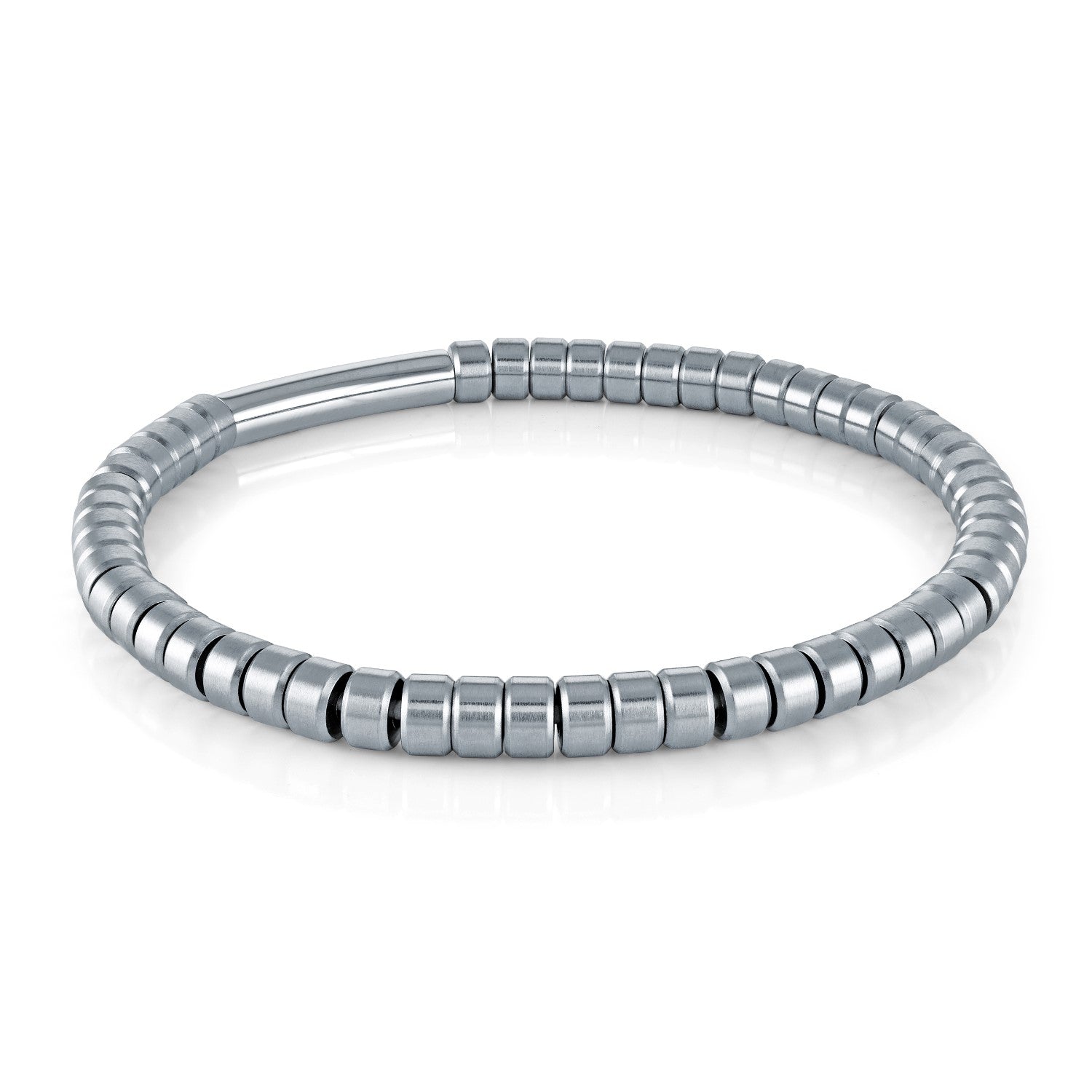 Italgem Steel Brushed Beaded Bracelet