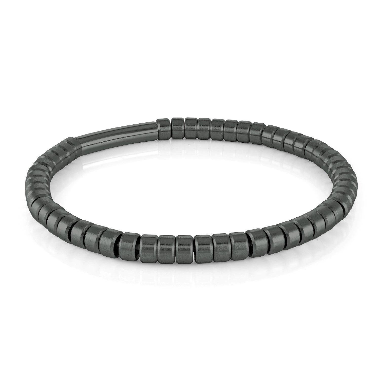 Italgem Steel Brushed Gunmetal Beaded Bracelet