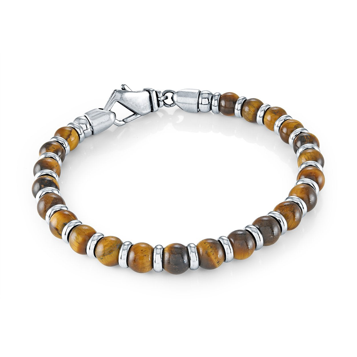 Italgem Steel 6.5MM Tiger's Eye Bracelet