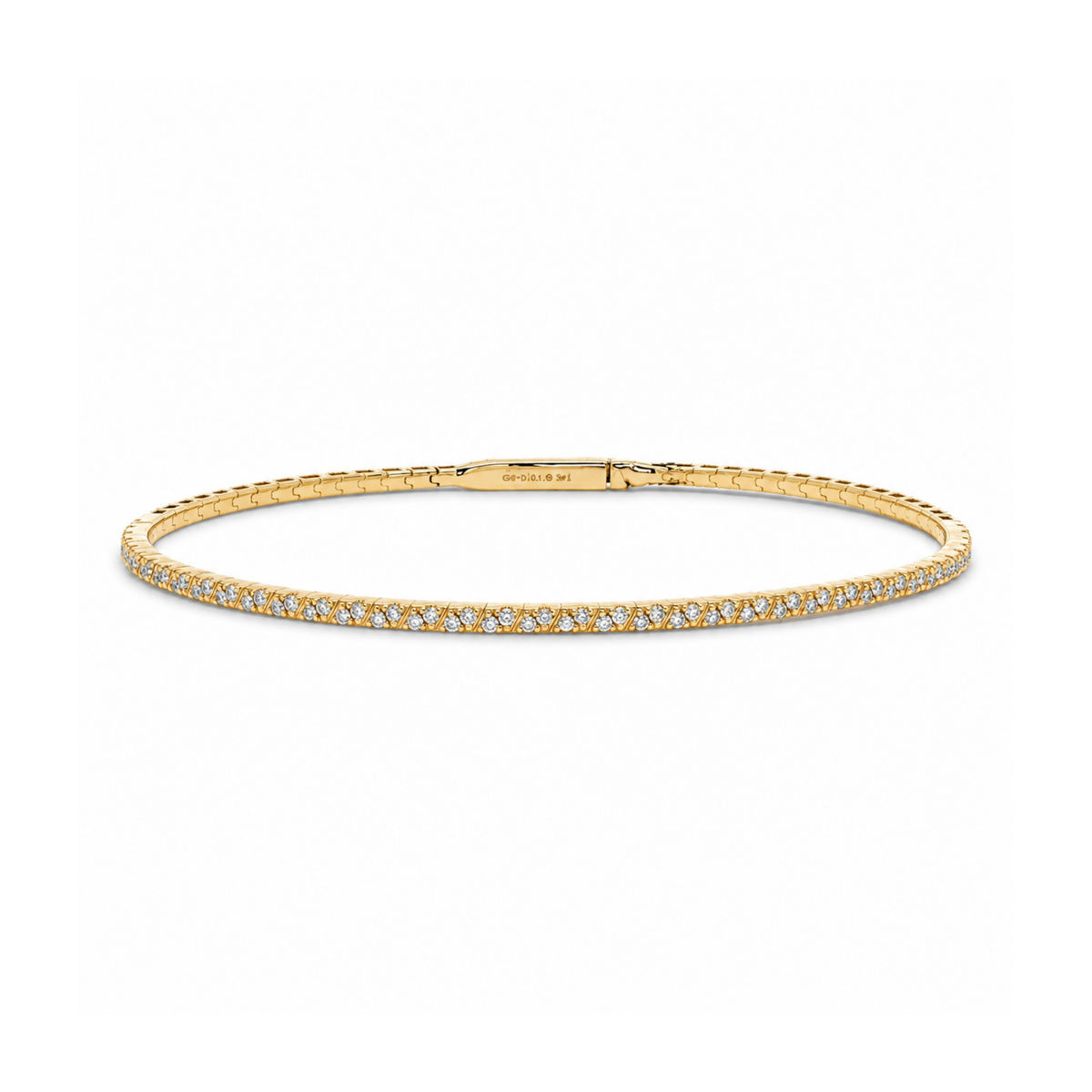 14k Yellow Gold Natural Diamond, Flexible Bangle Bracelet