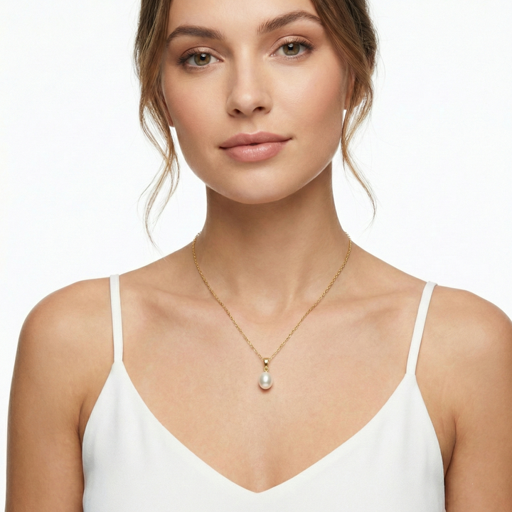 14K Single Pearl Drop Pendant