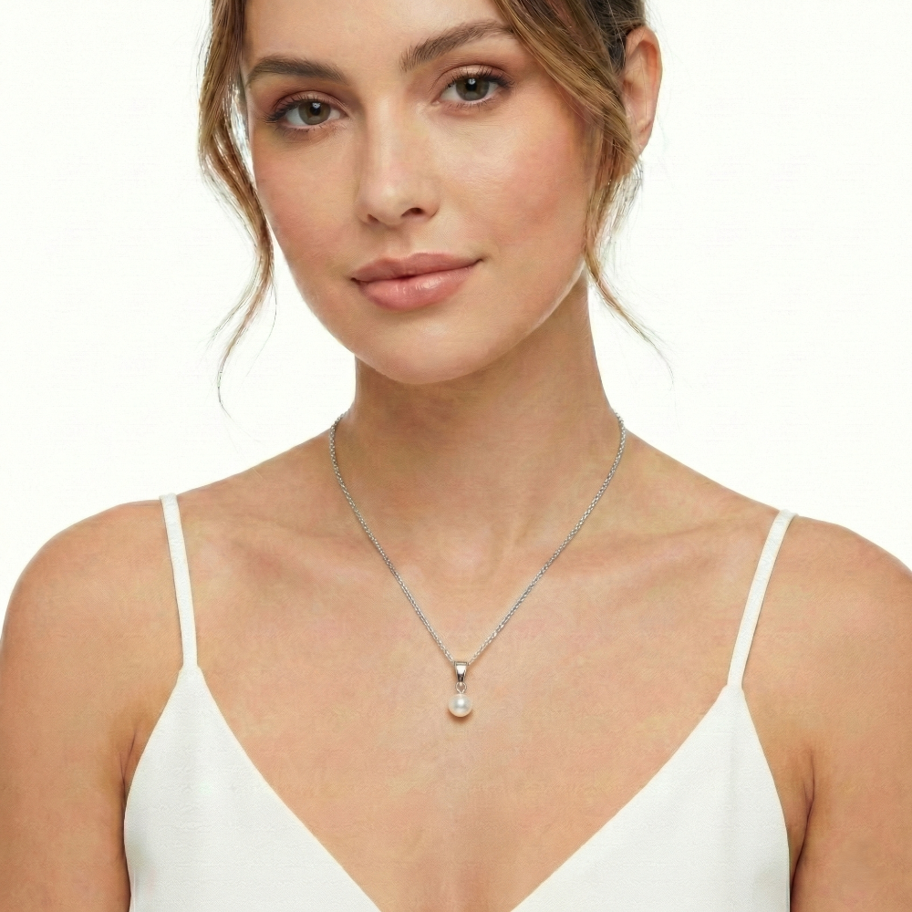 14K Single Pearl Drop Pendant