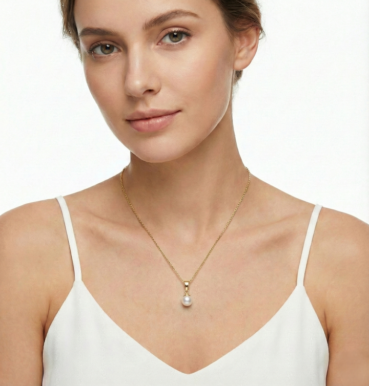 14K Single Pearl Drop Pendant