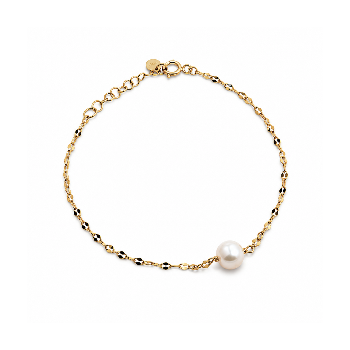 Freshwater Pearl and Buckle Chain Bracelet, Gold Vermeil