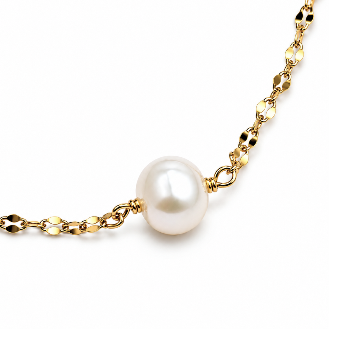 Freshwater Pearl and Buckle Chain Bracelet, Gold Vermeil