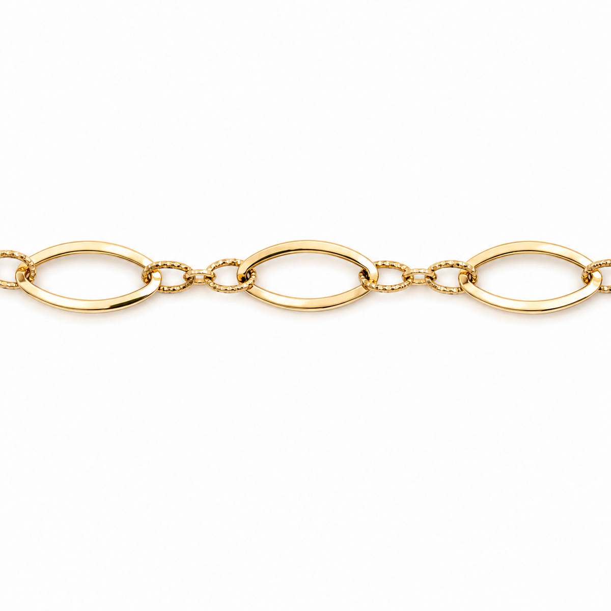 10K Yellow Gold Alternating Oval Link Chain Bracelet