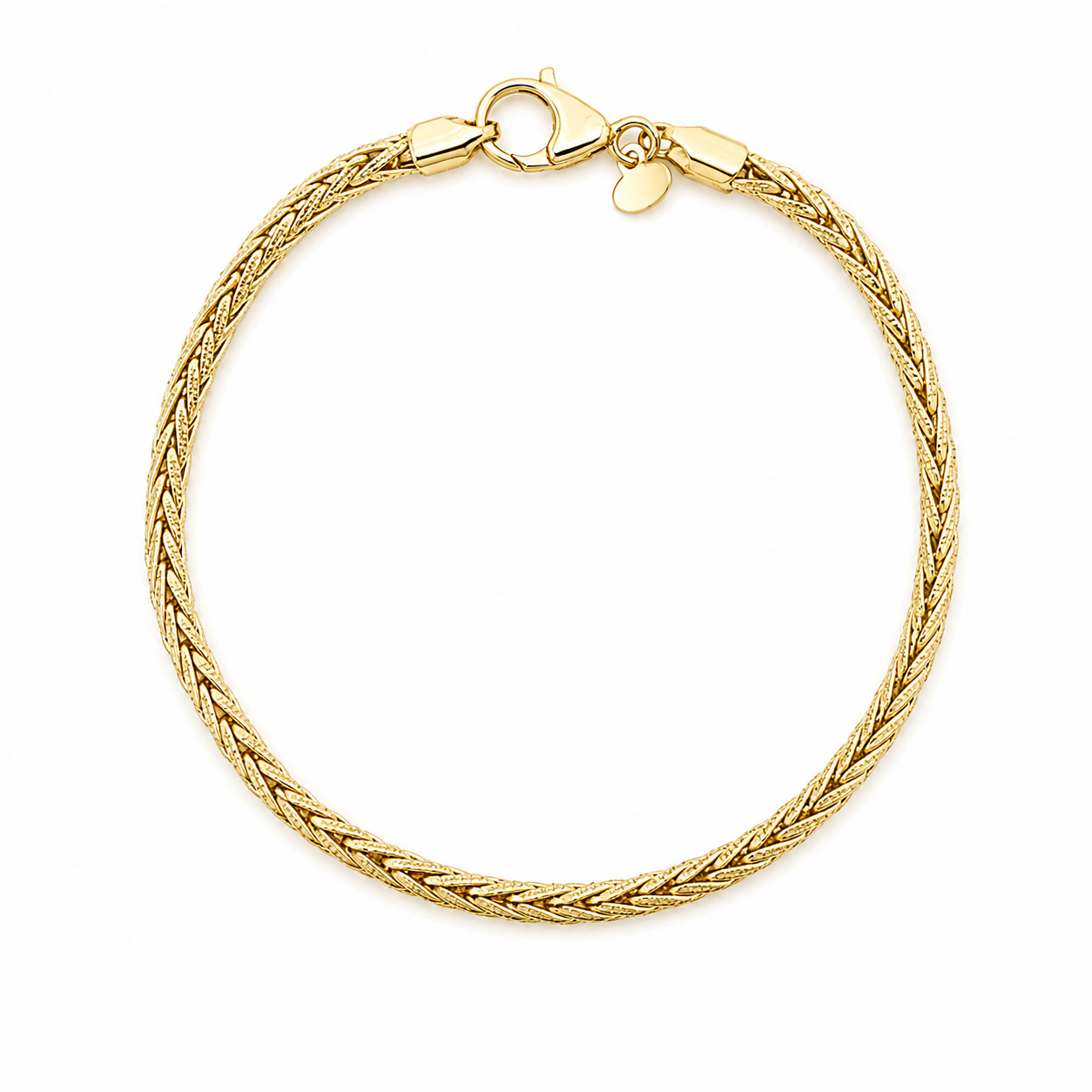 14K Yellow Gold Wheat Link Chain Bracelet