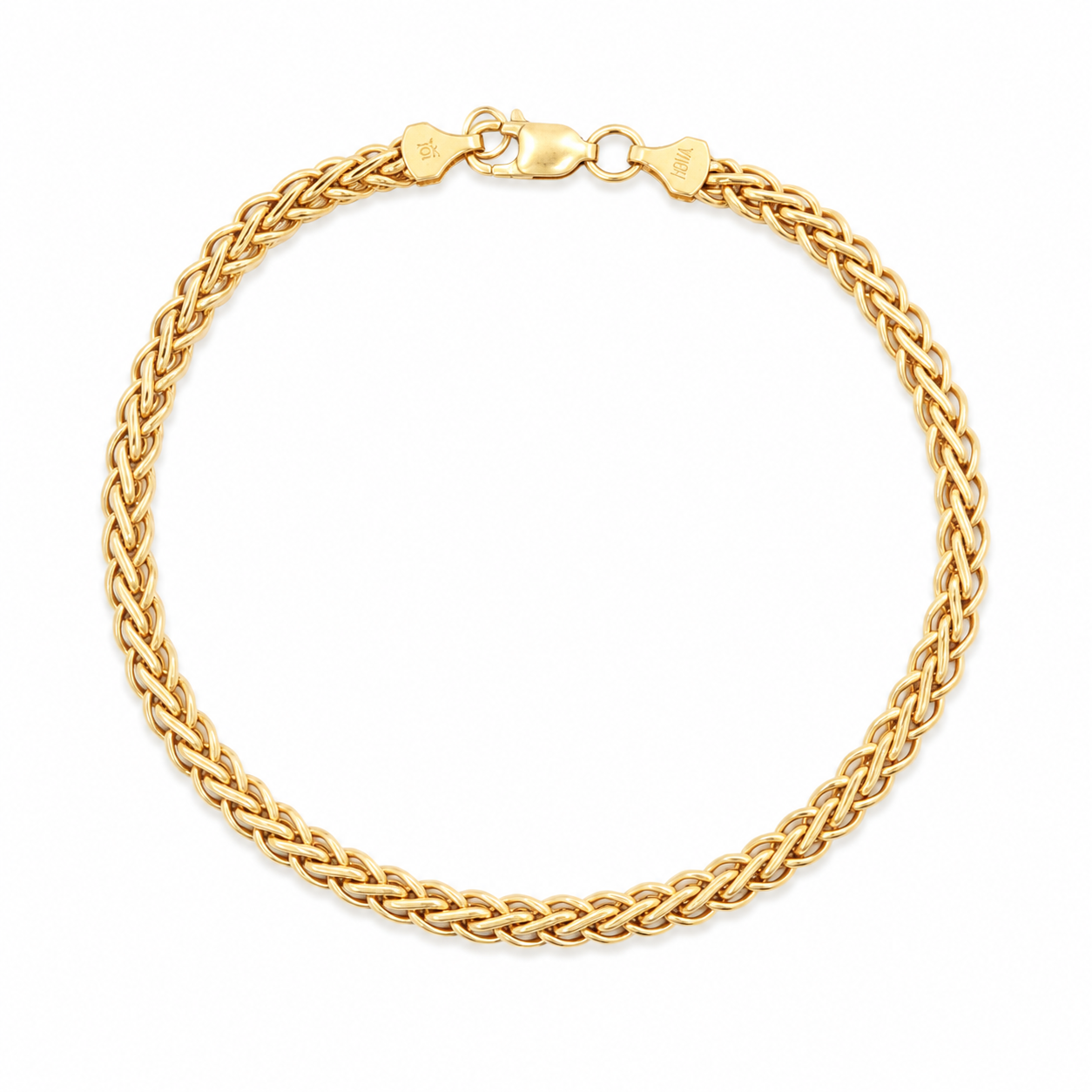 14k Yellow Gold 4.56mm Semi-Solid Woven Link 8" Bracelet