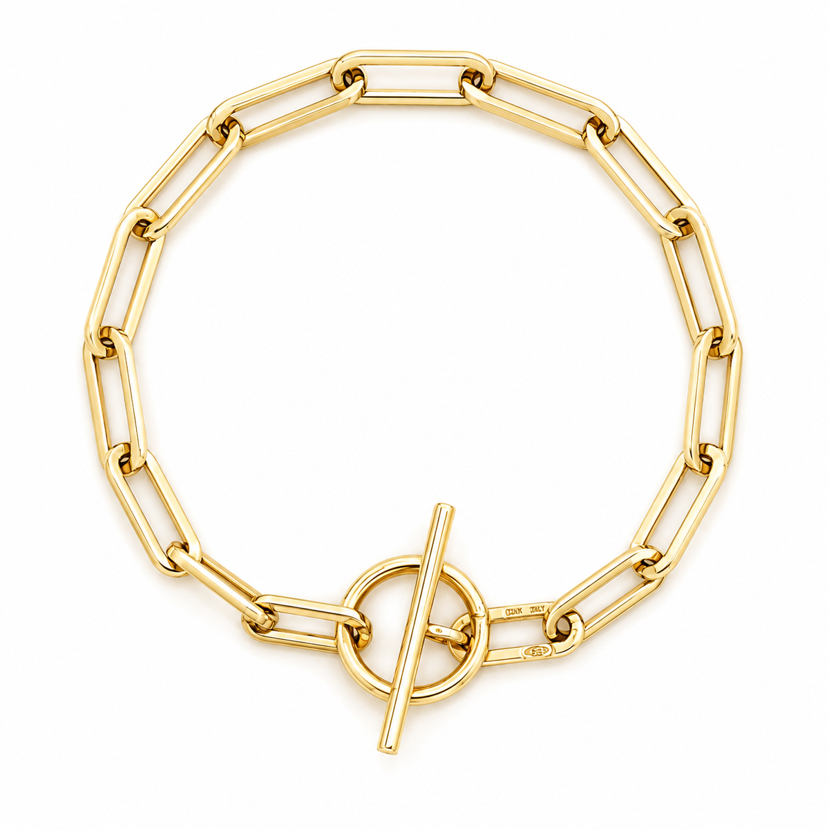14K Yellow Gold Paperclip Link Bracelet with Toggle Clasp