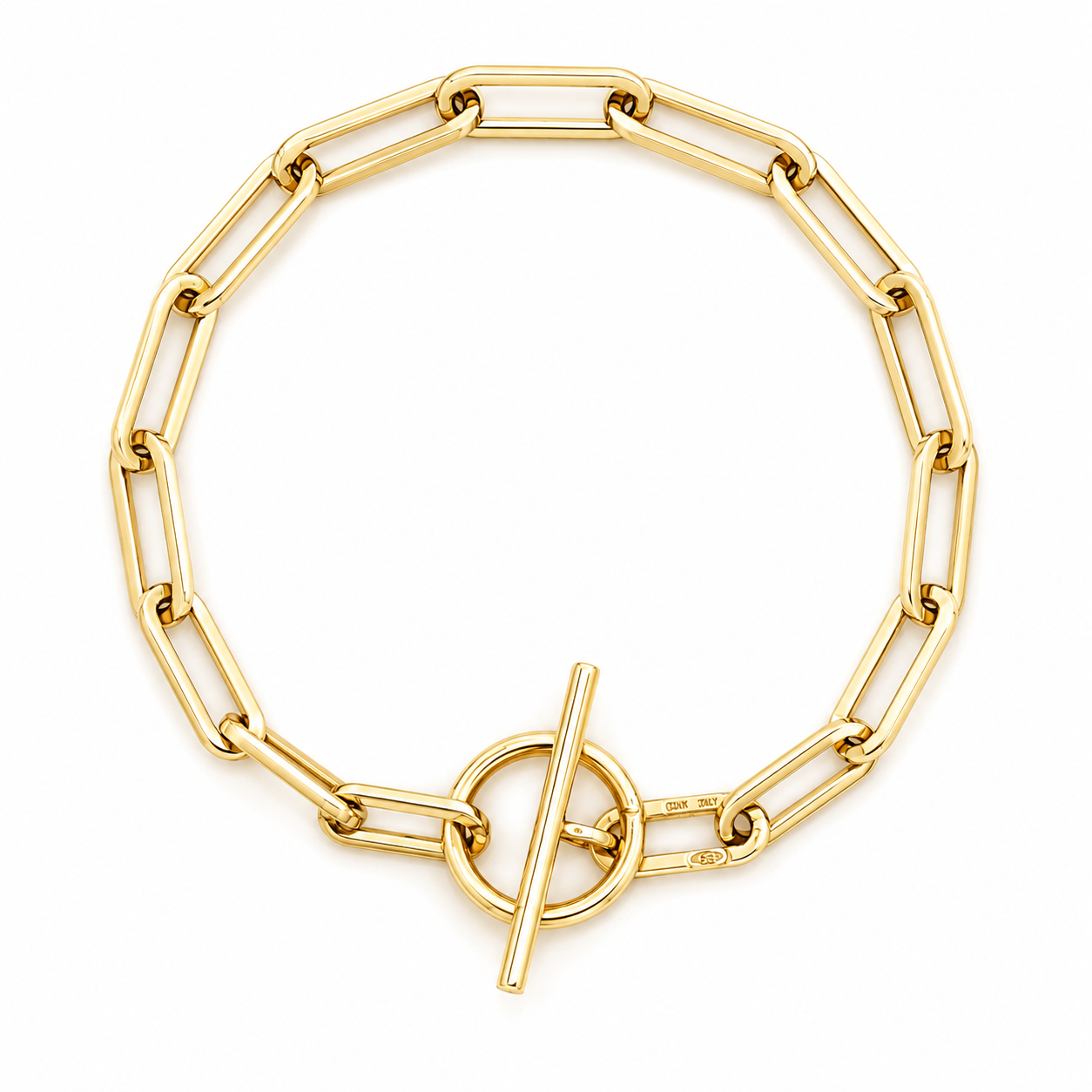 14K Yellow Gold Paperclip Link Bracelet with Toggle Clasp
