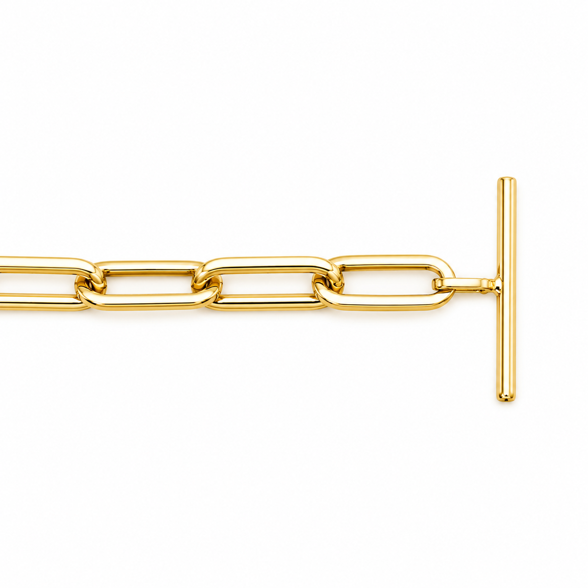 14K Yellow Gold Paperclip Link Bracelet with Toggle Clasp