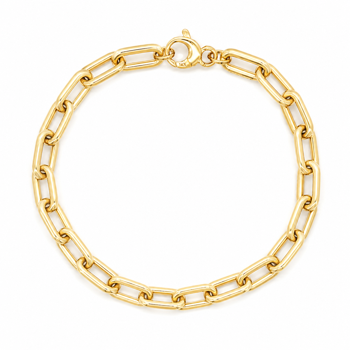 14K Yellow Gold Elongated Link Chain Bracelet