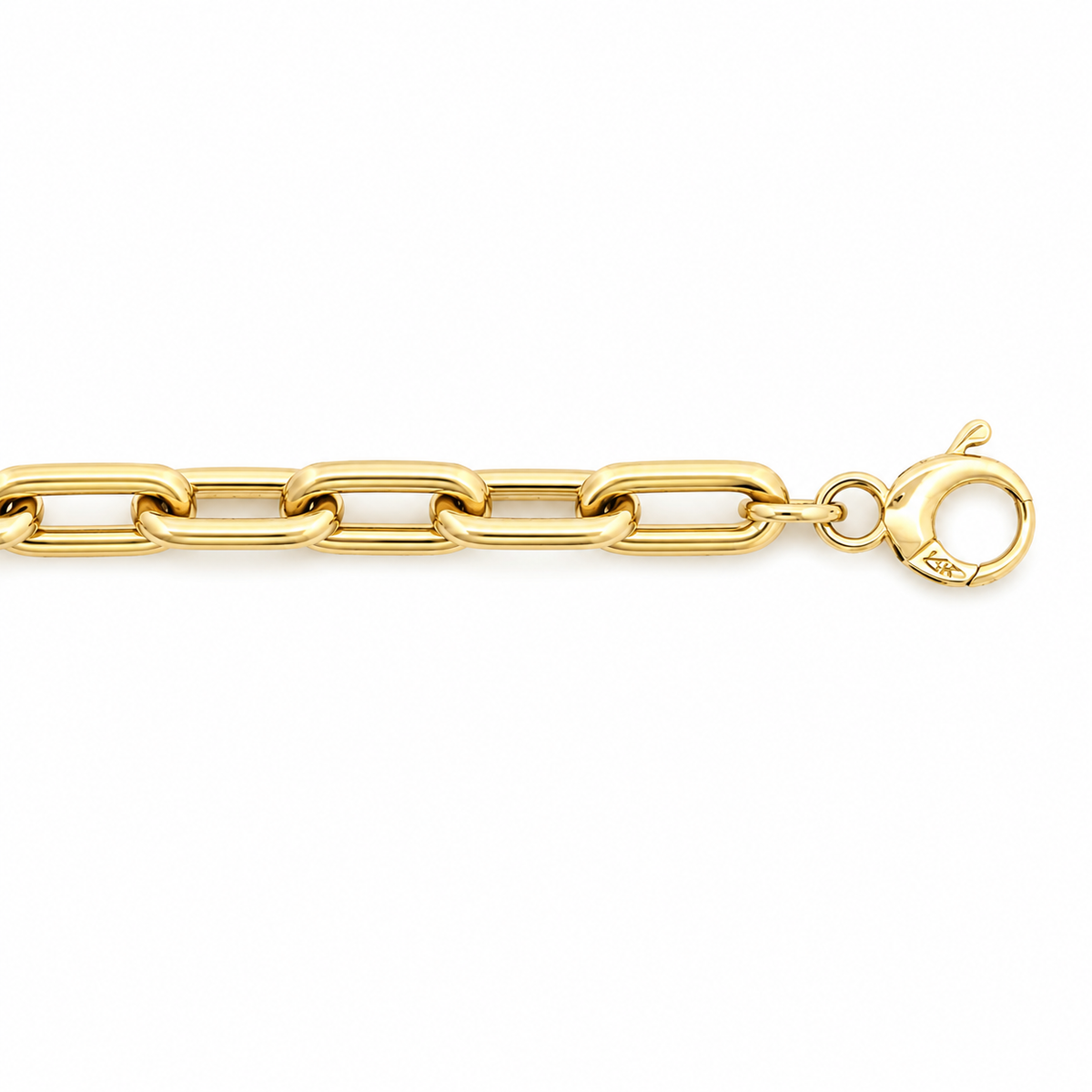 14K Yellow Gold Elongated Link Chain Bracelet