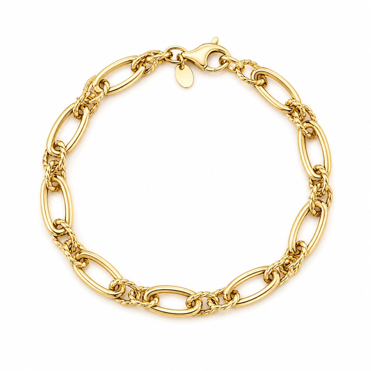 14K Yellow Gold Oval Link Chain Bracelet