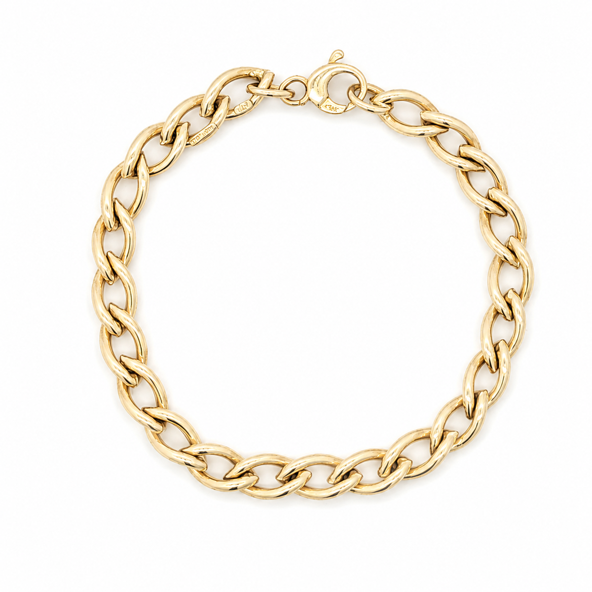 14K Yellow Gold Interlocking Link Chain Bracelet