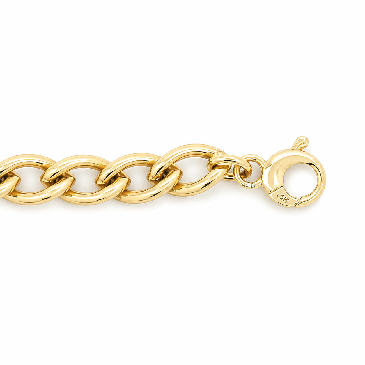 14K Yellow Gold Interlocking Link Chain Bracelet
