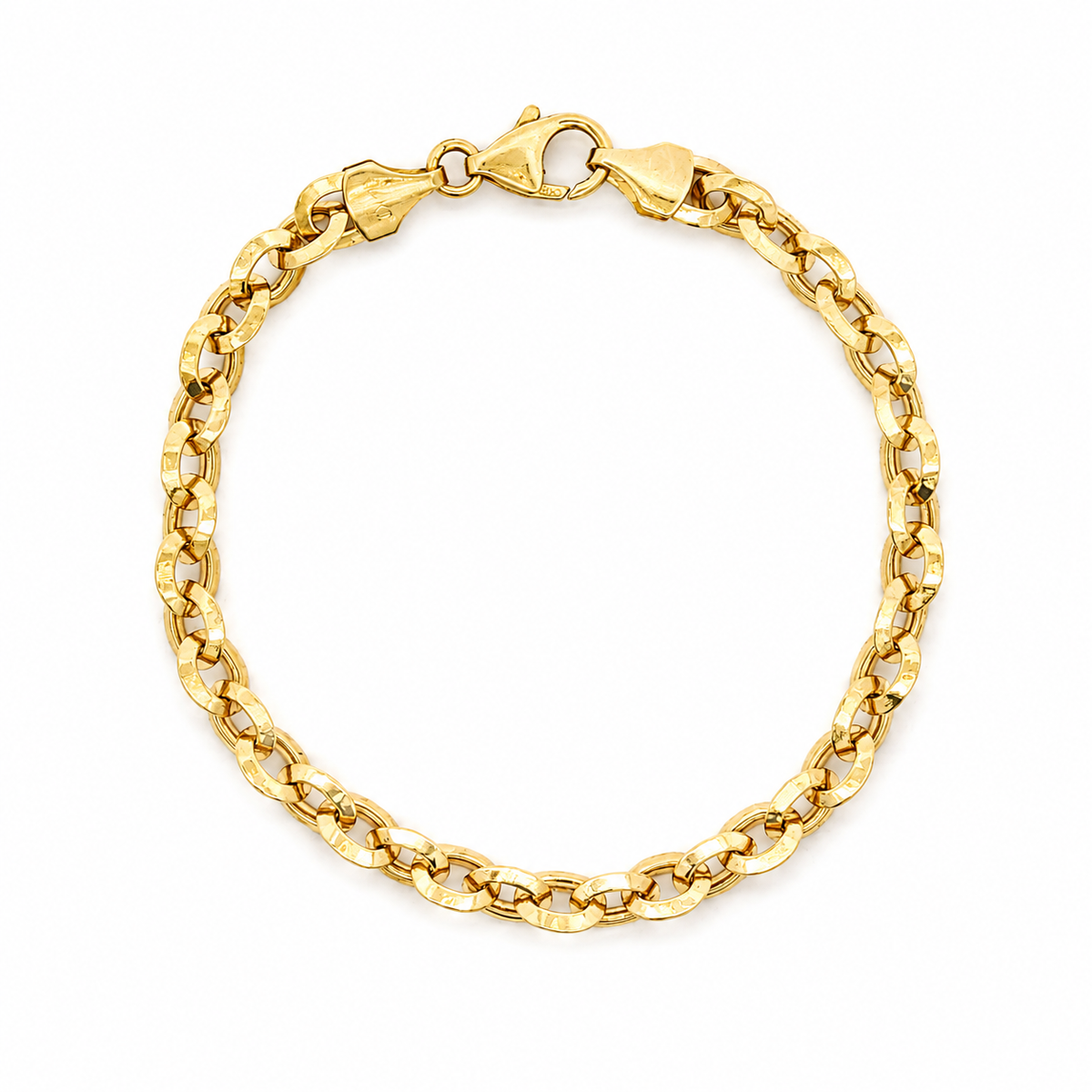 14K Yellow Gold Knife-Edge Circle Link Bracelet