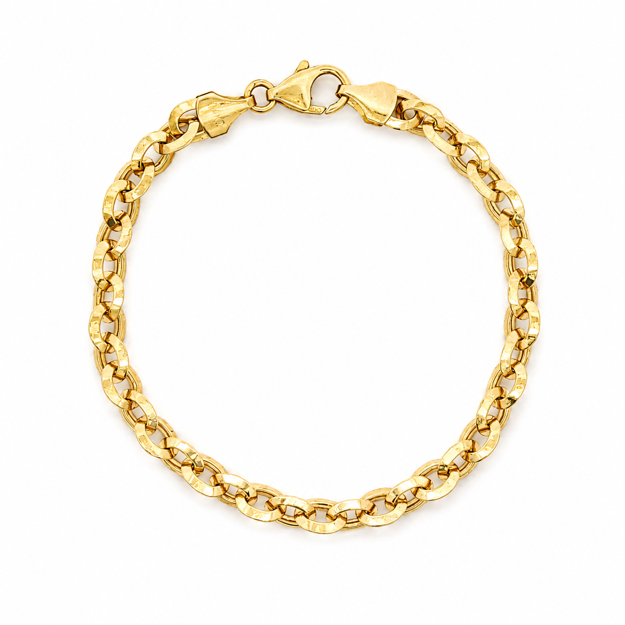 14K Yellow Gold Knife-Edge Circle Link Bracelet