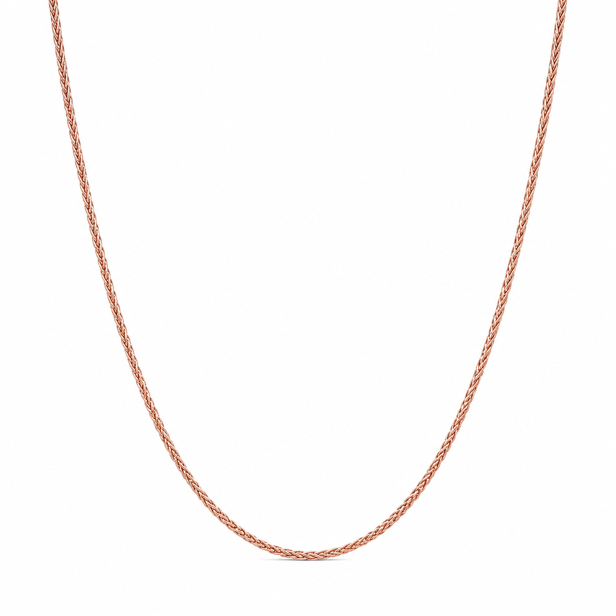14K Wheat Link Rose Gold Chain Necklace
