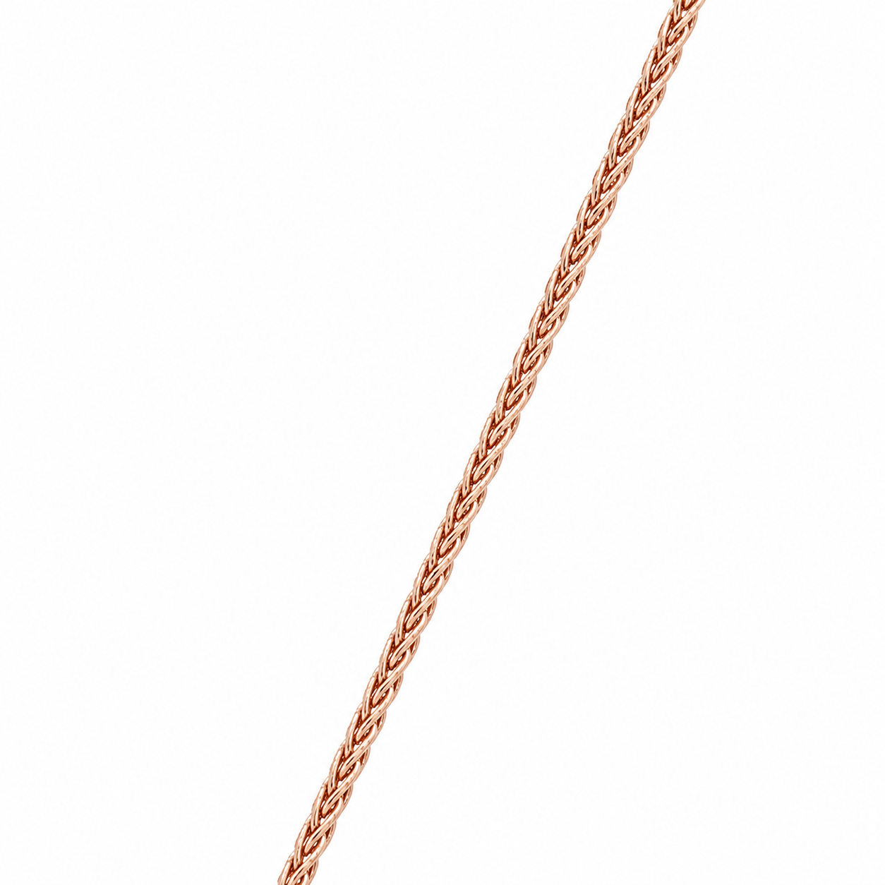 14K Wheat Link Rose Gold Chain Necklace
