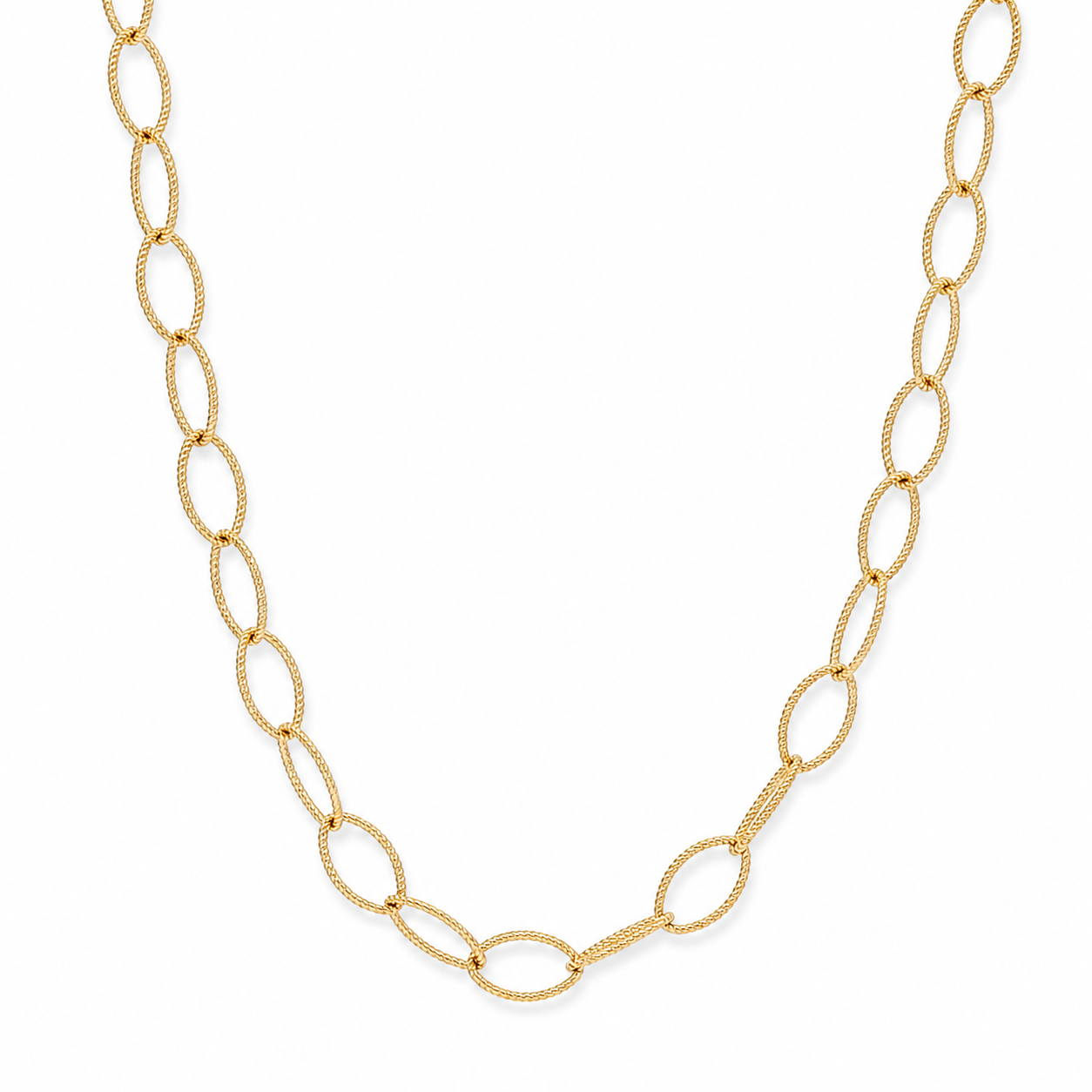 14K Textured Oval Link Chain