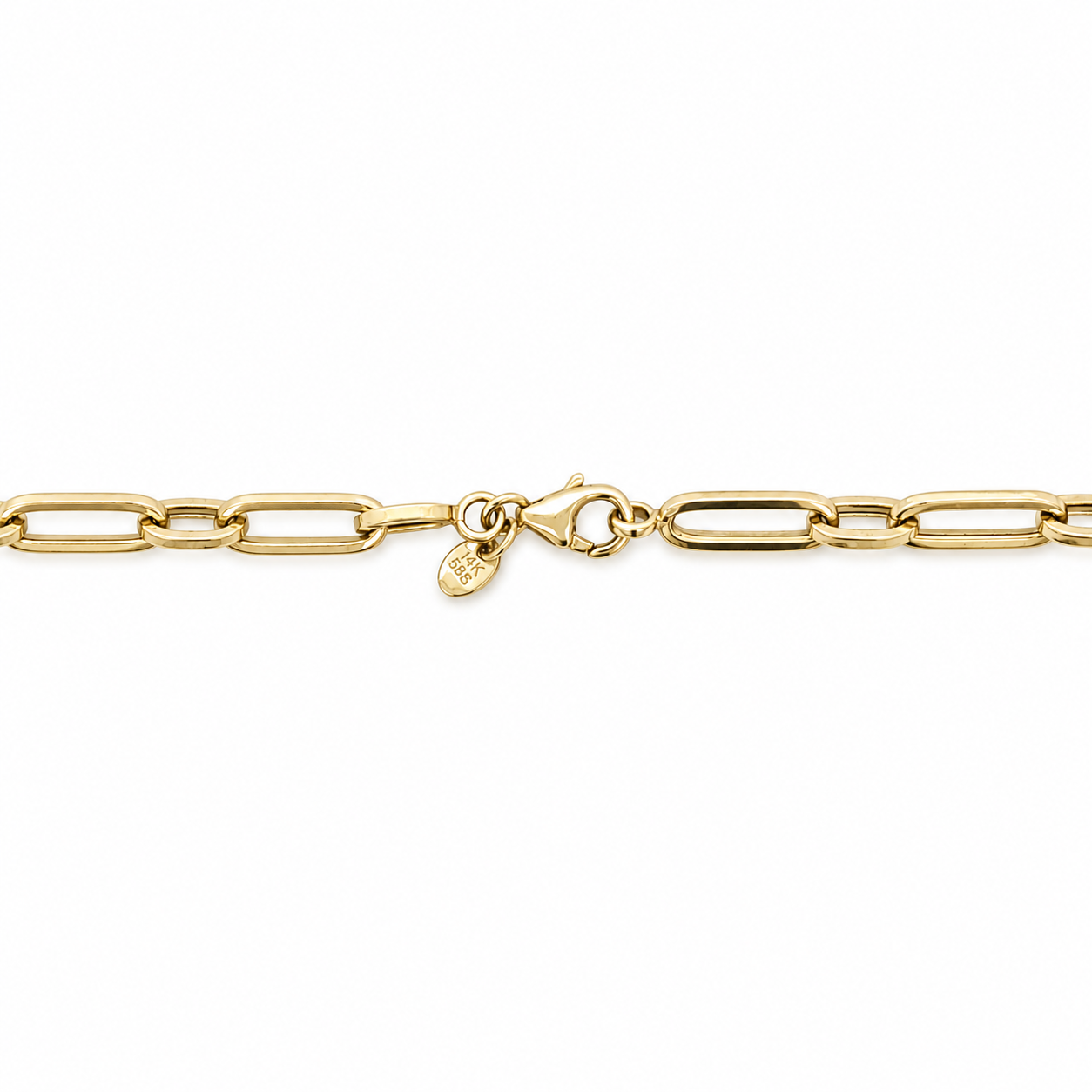 14K Yellow Gold Elongated Paperclip Chain Necklace