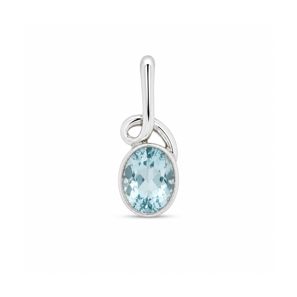 Drop Pendant in Silver with an Oval Blue Topaz