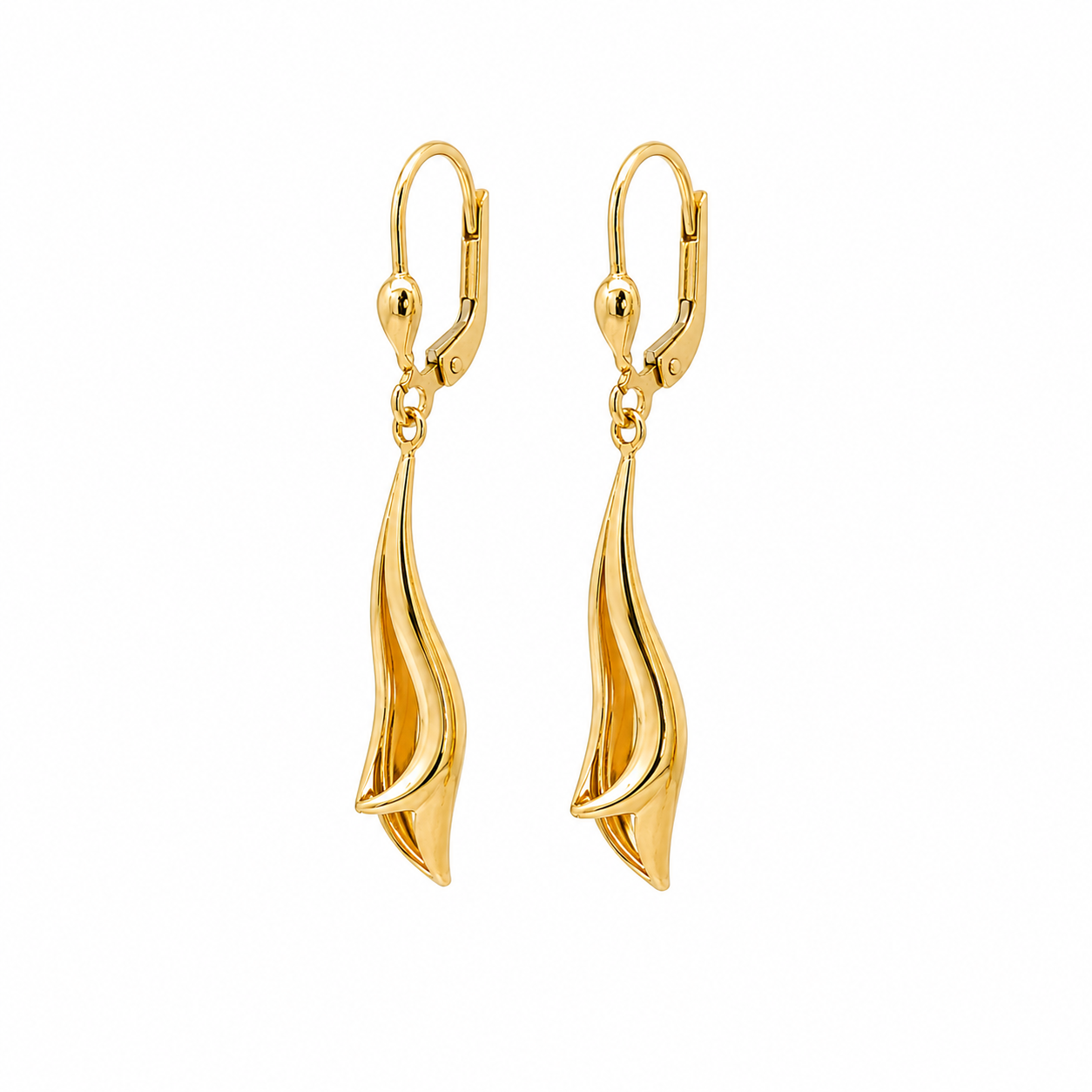 14K Yellow Gold Teardrop Dangle Earrings