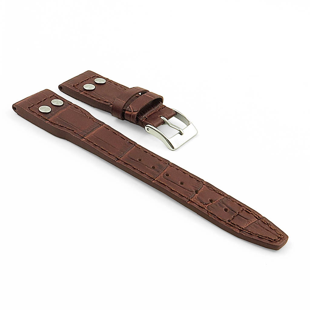 Dark brown crocodile embossed