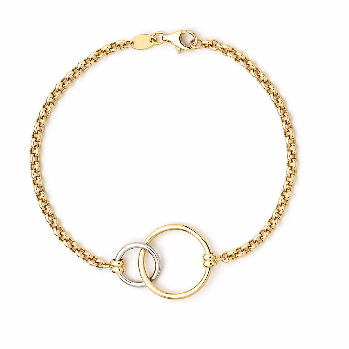 10K Yellow & White Gold Interlocking Circle Chain Bracelet