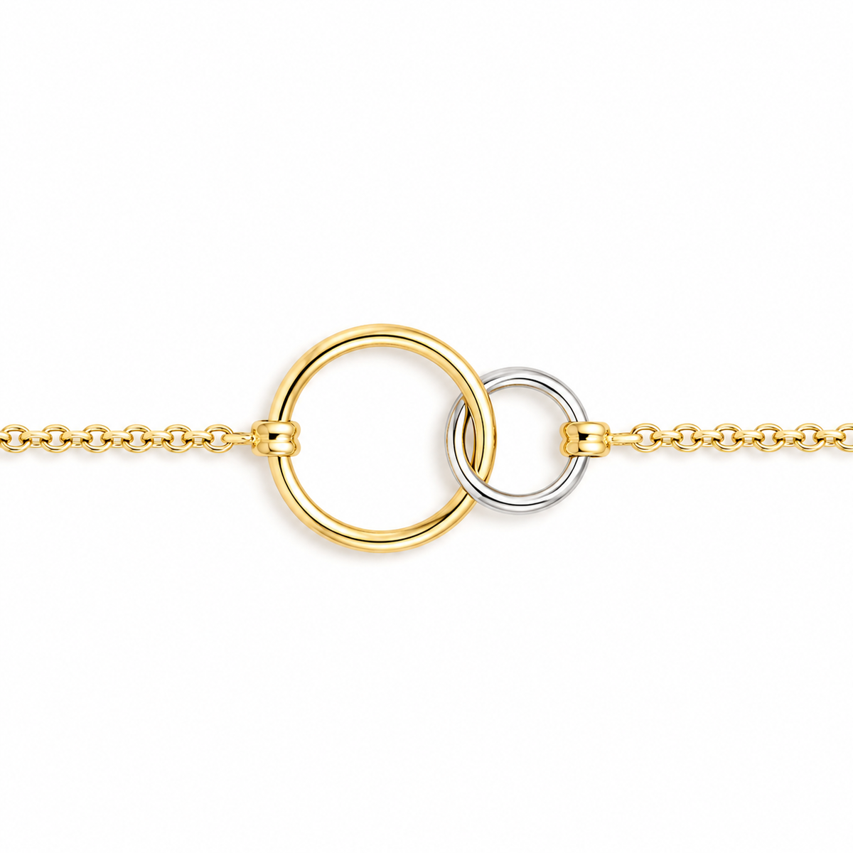 10K Yellow & White Gold Interlocking Circle Chain Bracelet