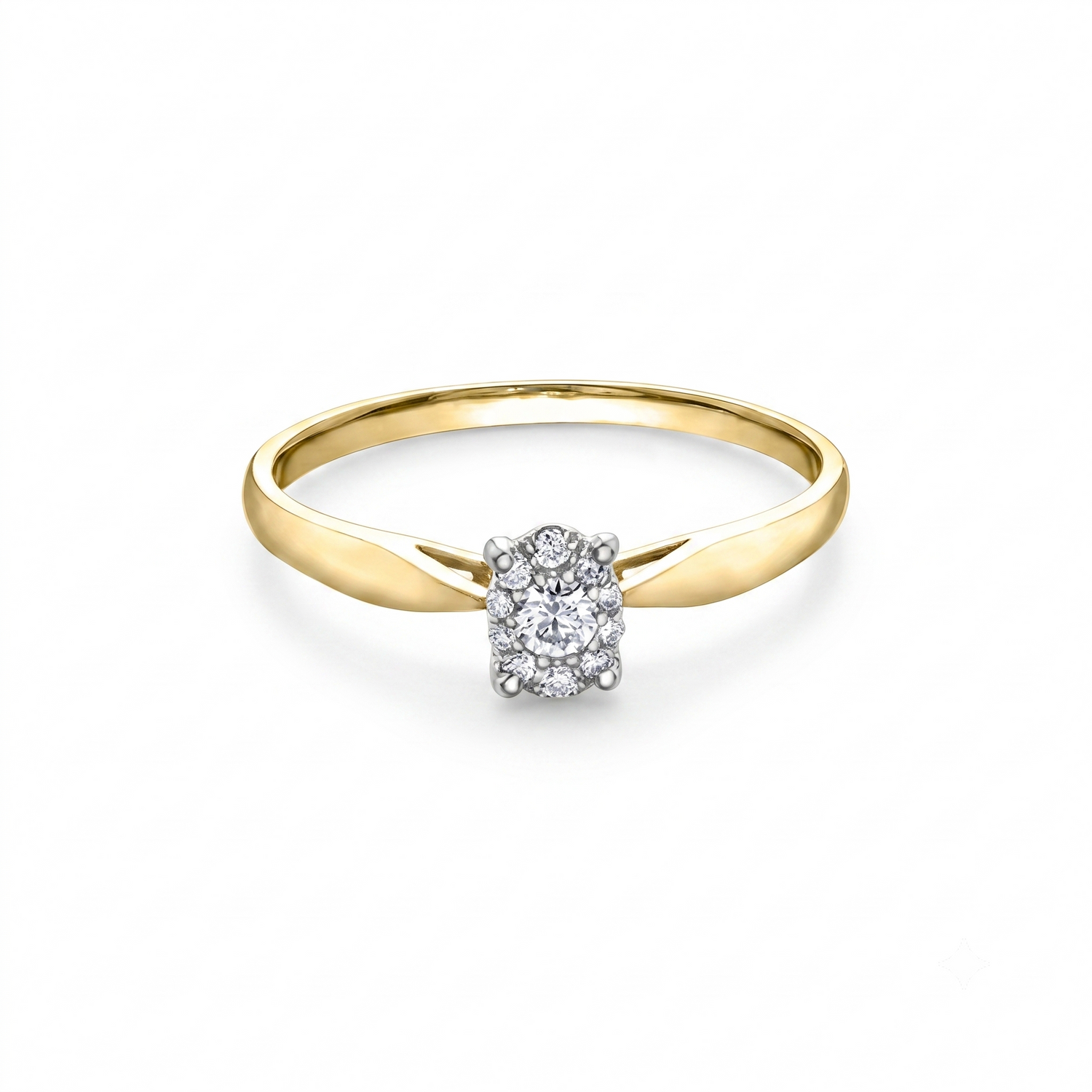 Diamond Days 10k Yellow Gold 0.11ctw Oval Cluster Engagement Ring