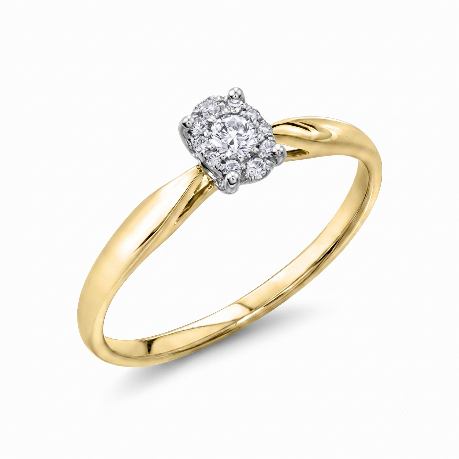 Diamond Days 10k Yellow Gold 0.11ctw Oval Cluster Engagement Ring