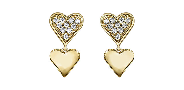 10k yellow gold double heart d