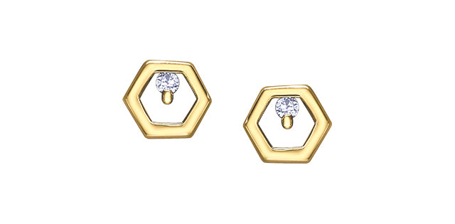 Mini Hexagon 10k Stud Earrings