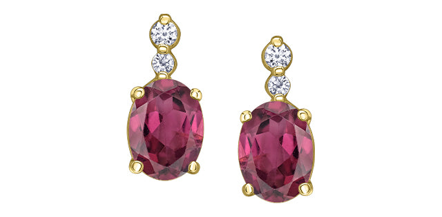 Maple Leaf Diamonds 10K Yellow Gold Rhodolite Garnet Drop Earrings