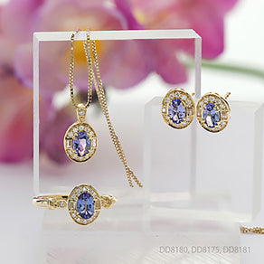 Diamond Days: 10kt Yellow Gold Oval Tanzanite & Diamond Halo Ring