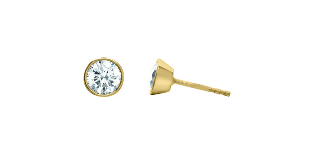 Lab Grown Bezel Set Diamond Stud Earrings, 1.00TDW