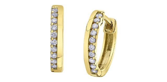 Diamond Days 10kt Yellow Gold Offset Diamond Hoops