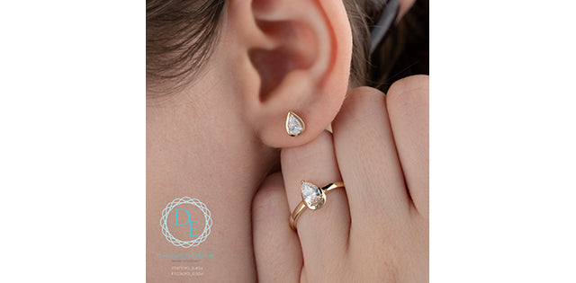 Pear Cut Picture Frame Lab Grown Diamond Earrings, 0.46TDW