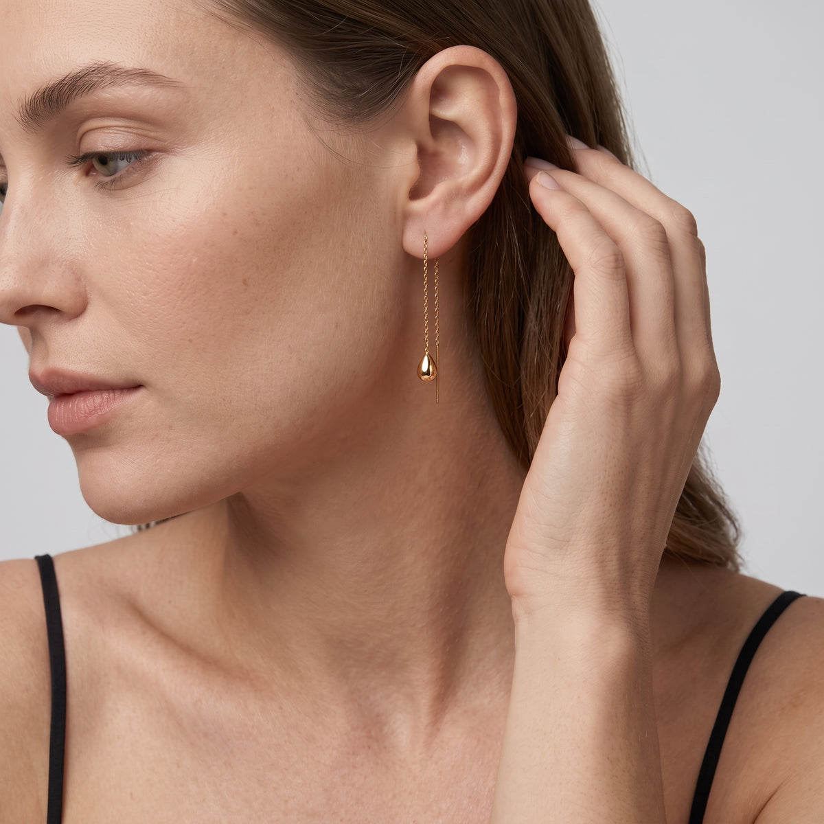 Gold Vermeil Threader Teardrop Earrings