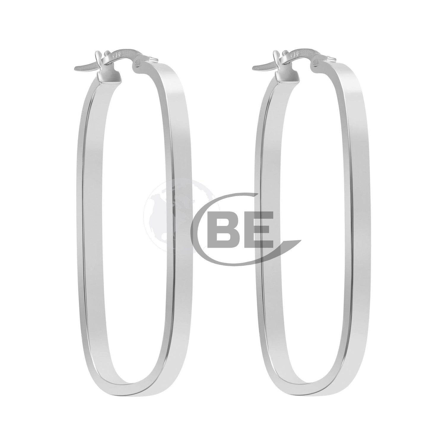 10K 21MM Rectangular Hoop Earrings