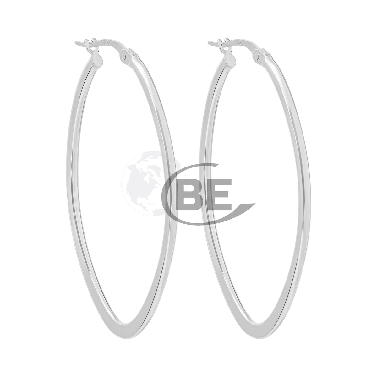 10k white gold oval shaped hoo