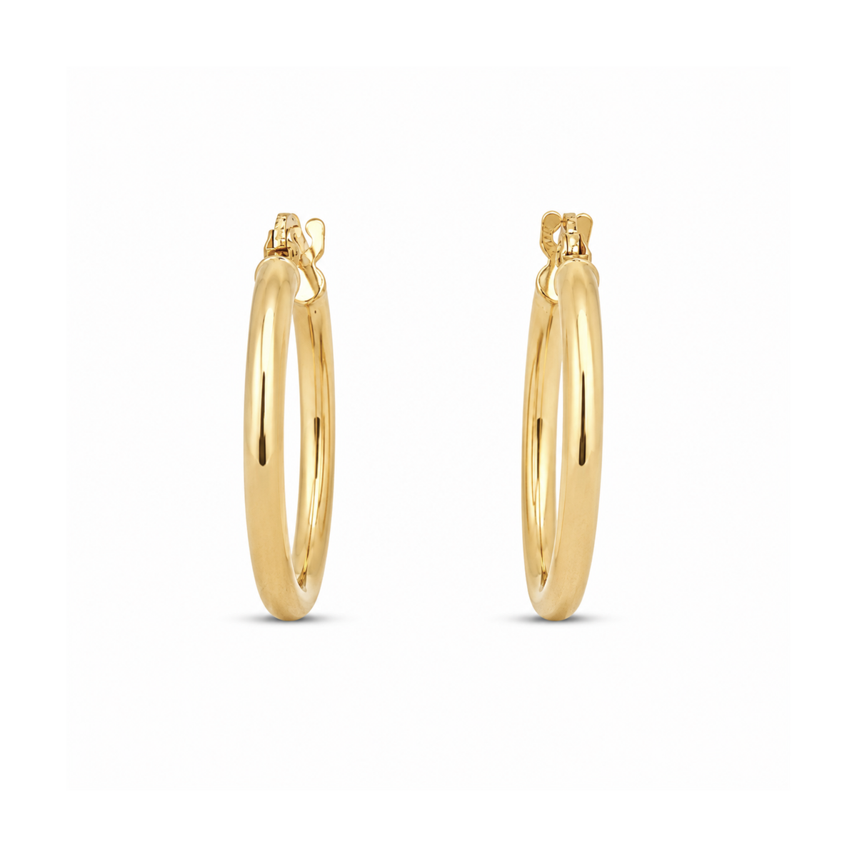 20mm 10k Yellow Gold Round Tube Hoop Earrings