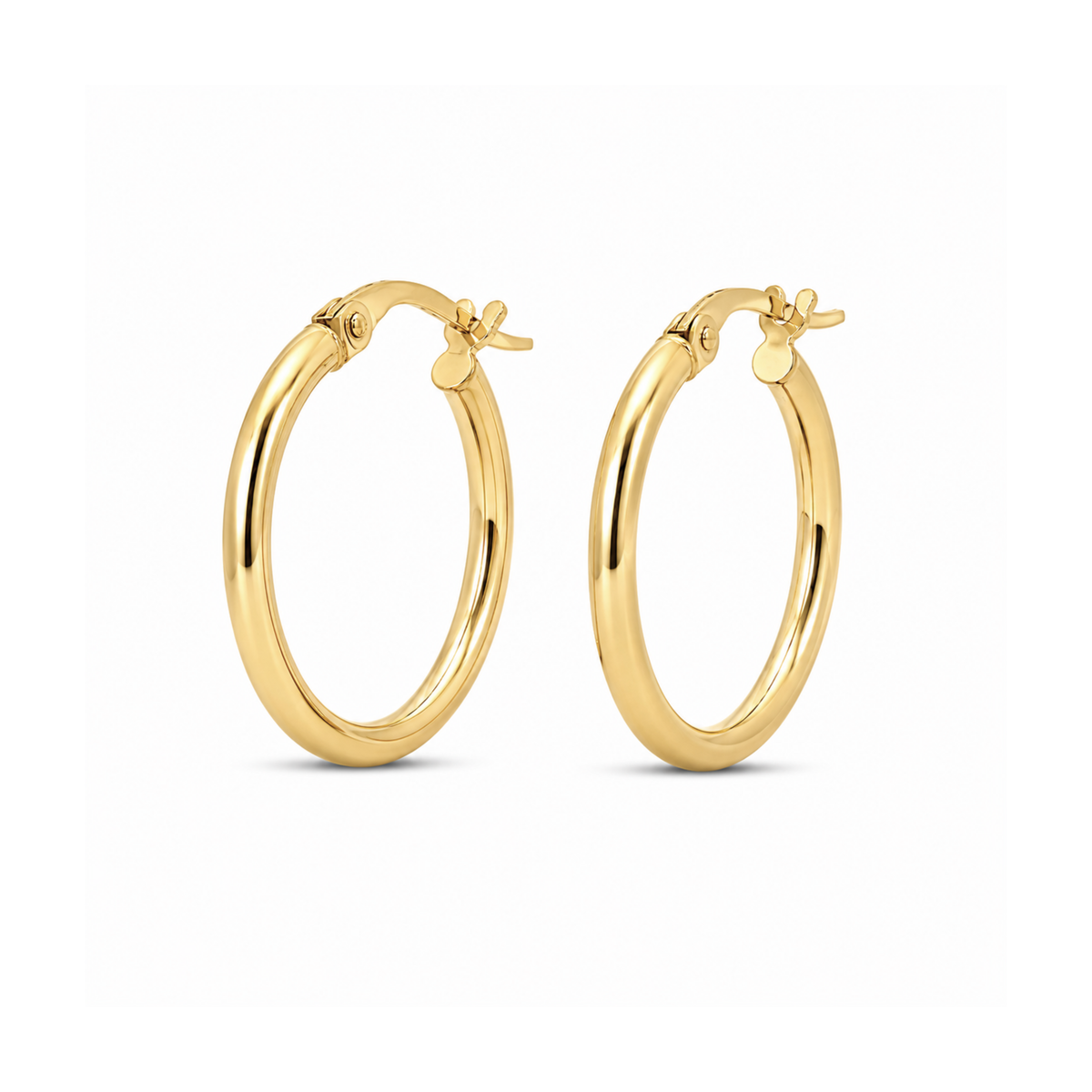 20mm 10k Yellow Gold Round Tube Hoop Earrings